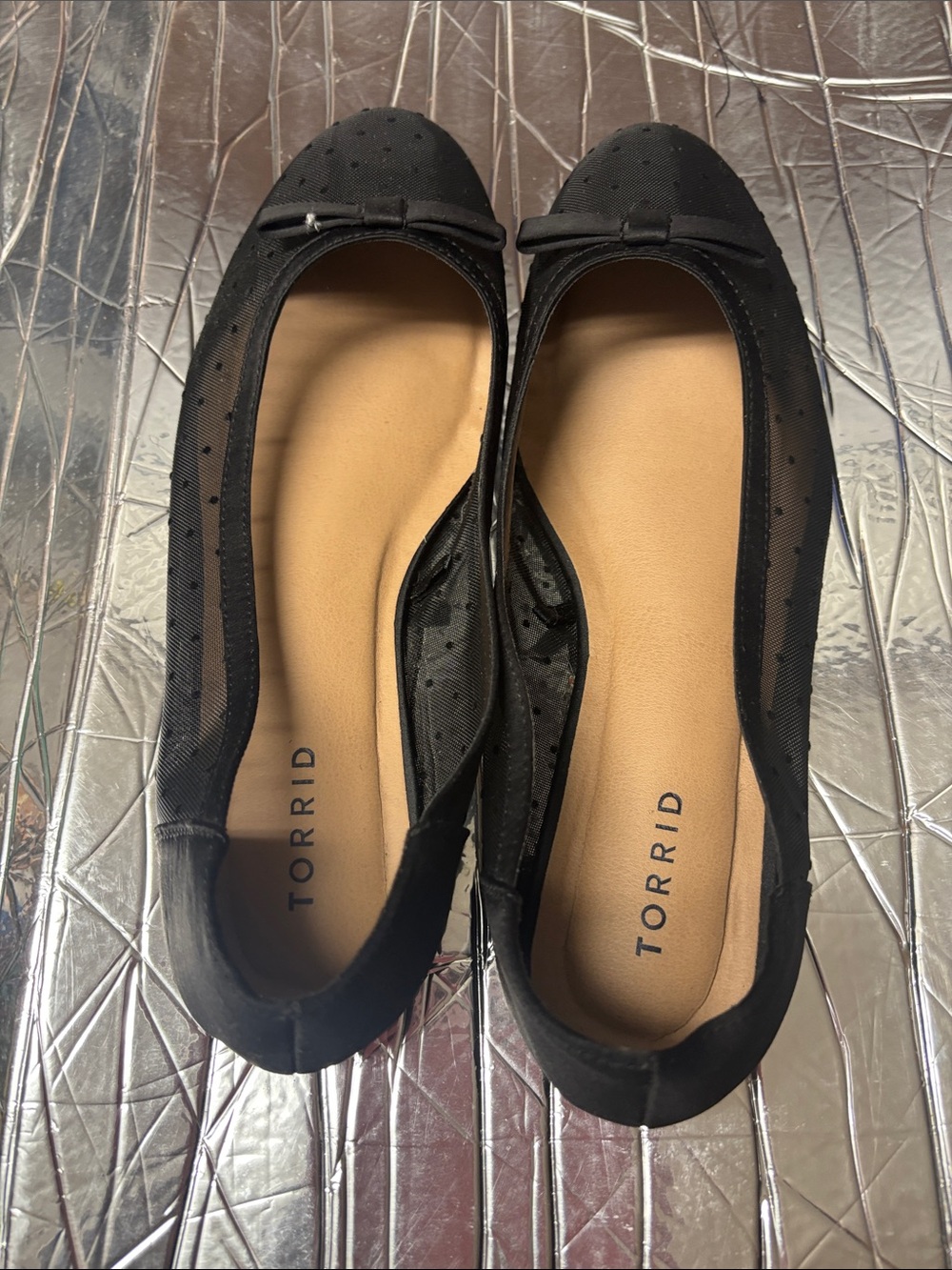 torrid Black Mesh Dot Ballet Flats with Bow